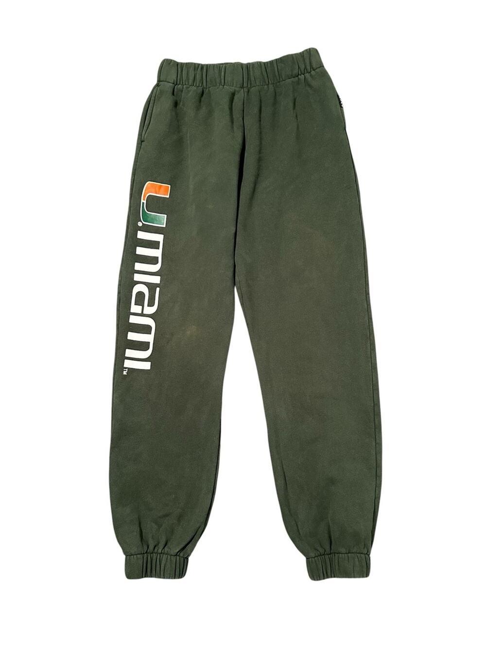 University of Miami Green Jogger Sweatpants Size M Heavy Terry Lining Winter